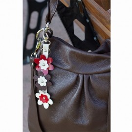 Geanta din piele cu accesoriu tip flori, geanta dama