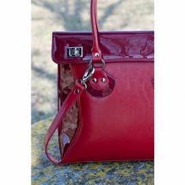 Geanta din piele cu ornamente metalice, geanta din piele combinatie culori