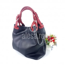 Geanta casual bleumarin cu manere grena, Summer