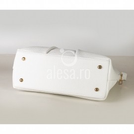 Geanta de dama alba cu manere ascunse, cu fermoare aurii, Penelope