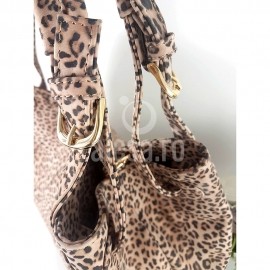 Geanta de dama animal print maro cu bej, Summer