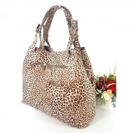 Geanta de dama animal print maro cu bej, Summer