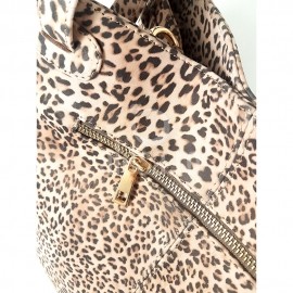 Geanta de dama animal print maro cu bej, Summer