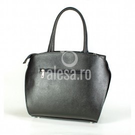 Geanta de dama din piele, in forma de inima, Patricia, culoare neagra