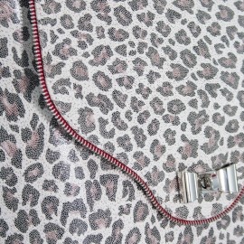 Geanta de dama office animal print, cu banda rosie, Mira cu inchizatoare tip funda