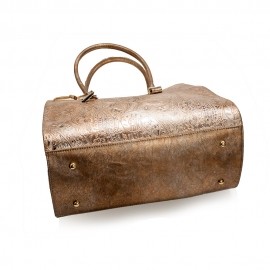 Geanta de dama office, cu flori in relief, Mera Golden Flowers