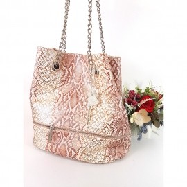 Geanta de umar din piele tip sarpe rose, Geanina