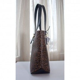 Geanta de umar mare, din piele maro, animal print, Miri
