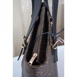 Geanta de umar mare, din piele maro, animal print, Miri