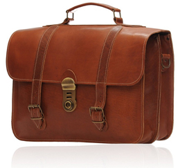 Servieta din piele maro Rail cu 2 catarame