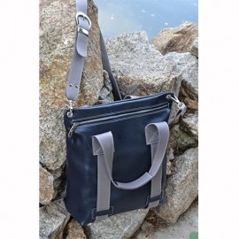 geanta din piele cu accesorii nichelate, geanta tip sac