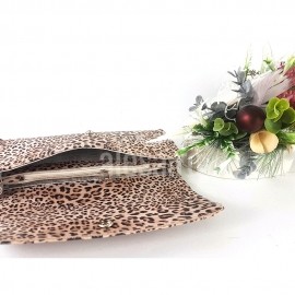 Portofel de dama din piele animal print, cu inchidere cu capsa, Luna