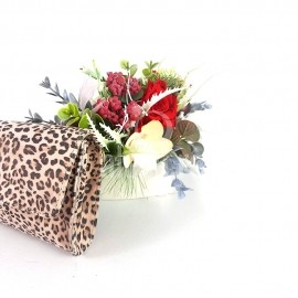 Portofel de dama din piele animal print, cu inchidere cu capsa, Luna