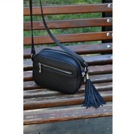 Poseta cross-body cu ornamente tip flori, poseta din piele