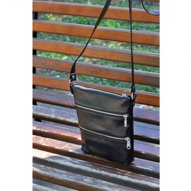 Poseta din piele cu fermoare multiple si combinatie de culori