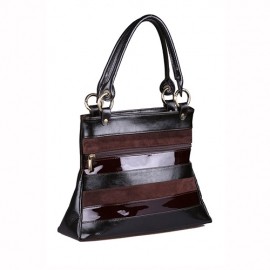 Poseta din piele in combinatie de culori si materiale