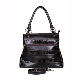 Poseta din piele in combinatie de culori si materiale