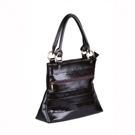 Poseta din piele in combinatie de culori si materiale