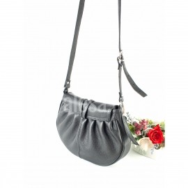 Poseta usoara crossbody sau de umar, din piele neagra, Perla