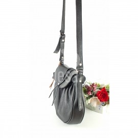 Poseta usoara crossbody sau de umar, din piele neagra, Perla