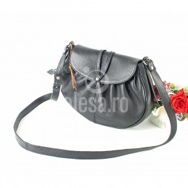 Poseta usoara crossbody sau de umar, din piele neagra, Perla