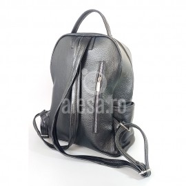 Rucsac de dama gri petrol, mare, din piele naturala, Times