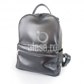 Rucsac de dama gri petrol, mare, din piele naturala, Times
