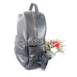 Rucsac de dama gri petrol, mare, din piele naturala, Times