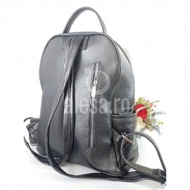 Rucsac de dama gri petrol, mare, din piele naturala, Times
