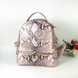 Rucsac de dama rose din piele naturala tip sarpe, Robbie