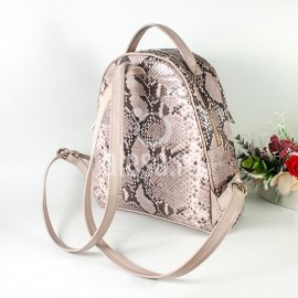 Rucsac de dama rose din piele naturala tip sarpe, Robbie