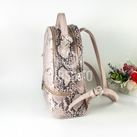 Rucsac de dama rose din piele naturala tip sarpe, Robbie