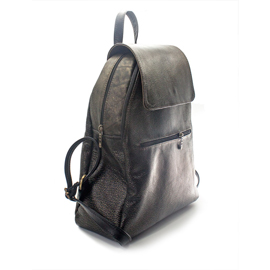 Rucsac de dama maro-verzui-auriu, din piele naturala, Mozaic